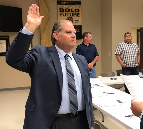 Brad Lehto is sworn in as Minnesota AFL-CIO Secretary-Treasurer.