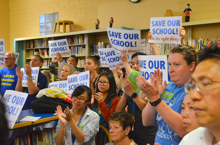 CSE staff and supporters packed the school’s June 9 board meeting. Union Advocate photo